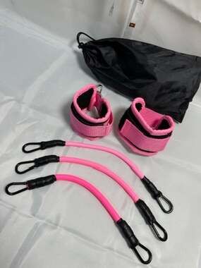 Pink Resistance Bands Ankle Straps Workout Set 3 Tubes Glutes Legs Home Gym